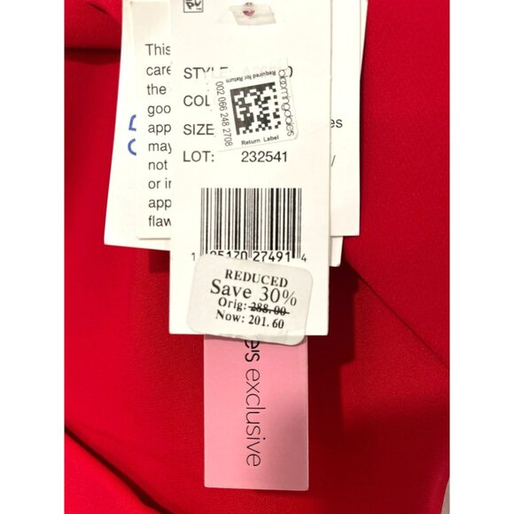 Aqua Red Formal Strapless Gown With Bow Detail & Back Zipper Closure Size 4 - Picture 5 of 6